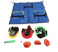 GEERYZHE Adatto per trampolini: Set di Canestri da Basket per Trampolino da Esterno Regolabile con in PVC Blu, 3 Palline e Pompa Ad Aria per Allenamento, Svago e Divertimento
