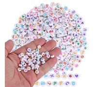 GEERYZHE Perle d'Amore Acriliche Rotonde, Perle da 1000 Pezzi di Lettere Rotonde Alfabeto a Cuore Acrilico Bianche Miste di Acriliche a Stari Pesca Cuore Acrilico Strumento Bracciale Fai -da -Te