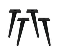 Geesatis 4 gambe per TV altezza 25 cm, rotonde, alte e affusolate, per divano, gambe e tavolino da caffè, parte di ricambio, con viti di montaggio, nero e obliquo