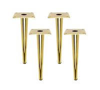 Geesatis Gambe per mobili dorate, altezza 25,4 cm, gamba affusolata per divano, armadio, tavolo da ufficio, con viti di montaggio, altezza 250 mm, 4 pezzi