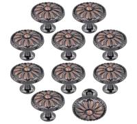 Geesatis Set di 10 pomelli vintage per armadietti da cucina, pomelli per cassetti a margherita, pomelli per cassettiera in ABS, rame rosso