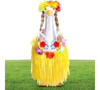 Geese Outfits, Hawaiian Costume, Animal Clothes, Colorful Skirt with Wig, Festive Bikini Wreath Accessory, Outdoor Porch Party Display for Garden Statue, 23 Inches