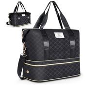 Geestock Borsa da viaggio da donna, borsa sportiva Weekender con scomparto per scarpe, borsa leggera per clinica, per la nascita per aereo, palestra, viaggio, colore, Sportivo (Nero)