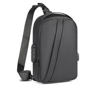 Geestock Zaino Monospalla Uomo con Lucchetto con Password, Borsa a Tracolla Impermeabile, Borsello Piccolo a Tracolla per Viaggio, Lavoro e Affari (Nero)