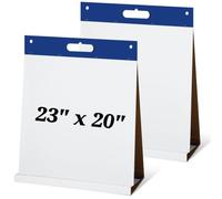 Geetery 2 Pcs Sticky Easel Pad 20" x 23" Sticky Portable Tabletop Easel Pads for Teachers Large Self-stick Flip Chart Paper with 20 Blank Sheets Per Built-in Stand for Home (Blue)