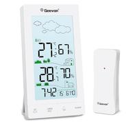 Geevon DCF Stazione Meteo con Sensore Esterno, Stazione Meteorologica con Previsioni del Tempo Termometro Interno Esterno Misuratore Umidità Ambiente Igrometro Termometro Digitale