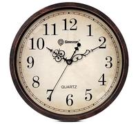 Geevon Orologio da parete vintage silenzioso da 35,5 cm, senza ticchettio, analogico, al quarzo, decorativo, a batteria, per camera da letto, soggiorno, cucina, ufficio