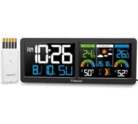 Geevon Stazione meteo con sensore esterno, termometro digitale per interni ed esterni, termometro digitale per ambienti, misuratore di temperatura e umidità (246258 VA Battetries No MSF)