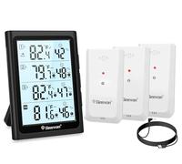 Geevon Stazioni meteorologiche termometro wireless per interni ed esterni, con 3 sensori esterni, ampio display LCD, misuratore digitale di umidità della temperatura con retroilluminazione (display