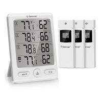 Geevon Termometro wireless per interni ed esterni, con 3 sensori remoti, monitor di umidità della temperatura per la casa con indicatore di comfort, allarme temperatura, igrometro digitale, termometro