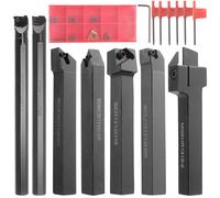 Geevorks S 21 pz 12 mm 1/2'' Set di utensili per tornitura CNC,Utensili per tornio per metallo, indicizzabile in carburo inserto tornitura strumenti punte 7 portautensili, 7 lame, 7 chiavi