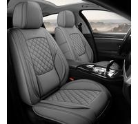 GEEYONTEK Premium Leather Car Seat Covers, Universal Fit for Cars SUVs Trucks and Sedans, Waterproof Front Car Seat Cushion with Airbag Compatible & Scratch-Resistant, Grey Seat Covers for 2 Seats