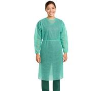 gef + medica - Camici Monouso in PLP 30 g/m², Girocollo, Polsini Elasticizzati, Chiusura a Lacci, Verde, Taglia Unica - Vari Formati (1)