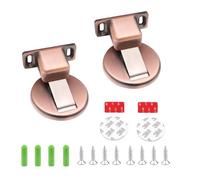 GEFIRE 2 Pezzi Fermaporta Magnetico Pavimento, Nessun Pugno in Metallo Invisibile Forte, con Adesivo e Viti (Bronzo Rosso)