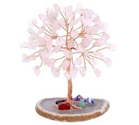 GEFIRE Albero Cristalli Albero Della Vita, 9-10 cm Mini Albero Della Vita Regalo Dell'albero di Cristallo Per Chakra Reiki Regalo Home Office Decorazione da tavola Regalo Ornamento Scultura (Rosa)