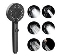 GEFIRE Doccetta a Mano ad alta Pressione a 5 Modalità con Interruttore di Pausa ON/OFF Soffione Doccia alta Pressione, Ugello Anti-intasamento Doccino per Doccia Facile da Installare (Nero)