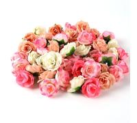GEFIRE Rose Finte per Decorazioni 80 Pezzi Fiori Artificiali 4cm Schiuma Teste di Rose per Decorazioni, Bouquet da Sposa DIY e Matrimoni Valentine's