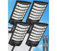 Gefolly Lampione Solare Led Esterno con Telecomando, IP67 Impermeabile Lampada Stradale Solare con Sensore di Movimento, 6500K Super Bright Lampioni da Giardino Esterno Solari per Strada-4Pack