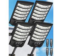Gefolly Lampione Solare Led Esterno con Telecomando, IP67 Impermeabile Lampada Stradale Solare con Sensore di Movimento, 6500K Super Bright Lampioni da Giardino Esterno Solari per Garage-4Pack