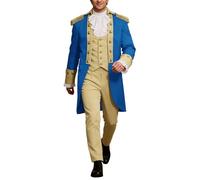 Gefomuofe Abbigliamento medievale da uomo Frack Medievale Retro Giacca Cortile Ricamo Cappotto Gothic Vikings Abbigliamento Alexander Hamilton Costume Cosplay, Celeste., L