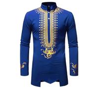 Gefomuofe Camicia corta da uomo in cotone Kurta girocollo tunica vestibilità normale casual camicia lunga abito da festa ricamato arte seta abito da sposa indossare camicia lunga abito indiano