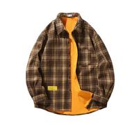 Gefomuofe Camicia termica da uomo a quadri, in flanella, a maniche lunghe, vestibilità normale, per il tempo libero, casual, da lavoro, invernale, giallo., M