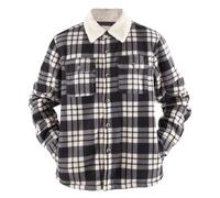Gefomuofe Camicia termica da uomo, foderata, in flanella, calda, interna in pile, per le mezze stagioni, per il tempo libero, da lavoro, Nero , 4XL