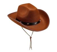 Gefomuofe Cappelli da cowboy occidentale da uomo e da donna, cappello western, cowgirl australia, Texas, cowboy, casual, da cowboy, marrone, Taglia unica
