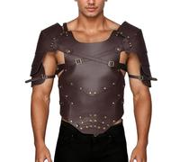 Gefomuofe Corazza medievale da uomo steampunk retrò gladiatore corazzata in pelle PU corazza spalla armatura cosplay costume festa abbigliamento, marrone, Taglia unica