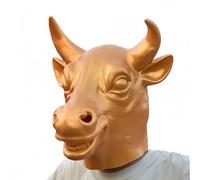 Gefomuofe Costume di Halloween festa testa animale maschera lattice mucca mucca da latte dorata mucca copricapo maschera toro demone re