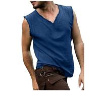 Gefomuofe Costume medievale, da uomo, senza maniche, per bodybuilding, con scollo a V, elasticizzato, per il rinascimento dei pirati