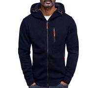 Gefomuofe Felpa con cappuccio da uomo, a maniche lunghe, casual, per lo sport, l'autunno, l'inverno, con cappuccio, con cerniera, con coulisse, H Marine, M