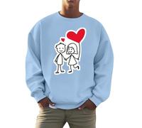 Gefomuofe Felpa da uomo con scollo rotondo, a maniche lunghe, basic fit, vestibilità normale, comoda senza cappuccio, per il tempo libero, Azzurro, M