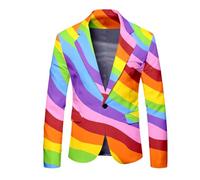 Gefomuofe Giacca arcobaleno da uomo alla moda graffiti Suit Neon Colorato Blazer Pride Pride Giubbotto Colorato Giubbotto Tuta Sportiva per il Tempo Libero Festa Rainbow Abiti Uomo, Colore: arancione