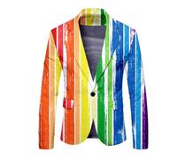 Gefomuofe Giacca arcobaleno da uomo alla moda graffiti Suit Neon Colorato Blazer Pride Pride Giubbotto Colorato Giubbotto Tuta Sportiva per il Tempo Libero Festa Rainbow Abiti Uomo, giallo., L