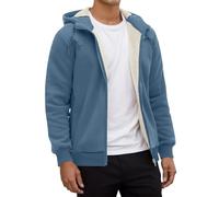 Gefomuofe Giacca in pile da uomo, foderata, in pile, calda, per attività all'aria aperta, per il tempo libero, giacca invernale calda, azzurro, 3XL