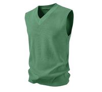 Gefomuofe Gilet da uomo con scollo a V, senza maniche, slim fit, business, gilet, per autunno e inverno, lavorato a maglia fine