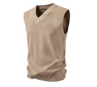 Gefomuofe Gilet da uomo con scollo a V, senza maniche, slim fit, business, gilet, per autunno e inverno, lavorato a maglia fine