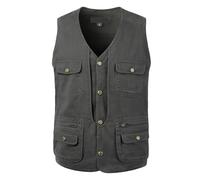 Gefomuofe Gilet da uomo per attività all'aria aperta con molte tasche, ad asciugatura rapida, per il tempo libero, leggero, estivo, traspirante, senza maniche, sportivo, multifunzione, grigio., XXL