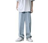 Gefomuofe Jeans da uomo Baggy Y2k Jeans Vintage Straight Leg Denim Pantaloni Teenager Ragazzi Streetwear Hip Hop Jeans Vita Alta Grandi Taglia Azzurro Jeans, H blu., M