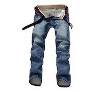 Gefomuofe Jeans da uomo, dritto, leggeri, elasticizzati, casual, basic, elasticizzati, in denim, per il tempo libero, Azzurro, W31