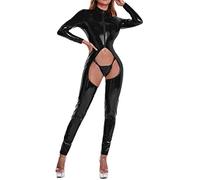 Gefomuofe Lattice Catsuit da donna, sexy, per donne, sexy, BDSM, abbigliamento da discoteca, lingerie sexy da donna, set di biancheria intima sexy in lattice, body sexy da donna, Nero , XXXL
