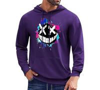 Gefomuofe Oversized Felpa con cappuccio da uomo, casual, motivo alla moda, con cappuccio, per il tempo libero, per il tempo libero, per l'autunno, a maniche lunghe, 02 viola., L