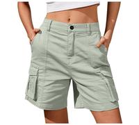 Gefomuofe Pantaloncini cargo da donna corti bermuda da donna, lunghezza al ginocchio, elastico a vita alta, gamba larga, pantaloncini in cotone, casual, corti, pantaloni da jogging, pantaloni sportivi