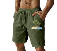 Gefomuofe Pantaloni da spiaggia da uomo, corti per il tempo libero, baggy, leggeri, stampati, basic Boardshorts estivi, per le vacanze, la spiaggia, il surf, verde militare, XXL