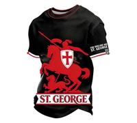 Gefomuofe St Georges Day - Maglietta da uomo con grafica patriottica, a maniche corte, scollo rotondo, leggera, traspirante, vestibilità normale, per il tempo libero, Nero , S