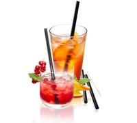 Gefu - 4 cannucce in vetro nero da 18 cm