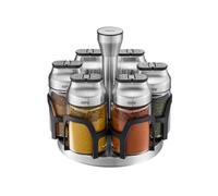 GEFU KIPPO - Giostra per spezie, 7 pezzi, vetro borosilicato e acciaio inossidabile, set girevole con 6 spargitori + coperchio, protezione aroma per erbe e spezie