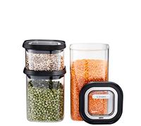 GEFU Set di contenitori PANTRY - coperchio ermetico per alimenti, contenitori in vetro, lavabili in lavastoviglie, 3 pezzi