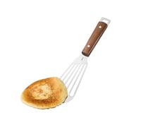 GEFU Spatola da cucina MADERO | Paletta piatta con superficie in acciaio inox e manico in legno di noce, flessibile, forata, ergonomica, con occhiello per appenderla